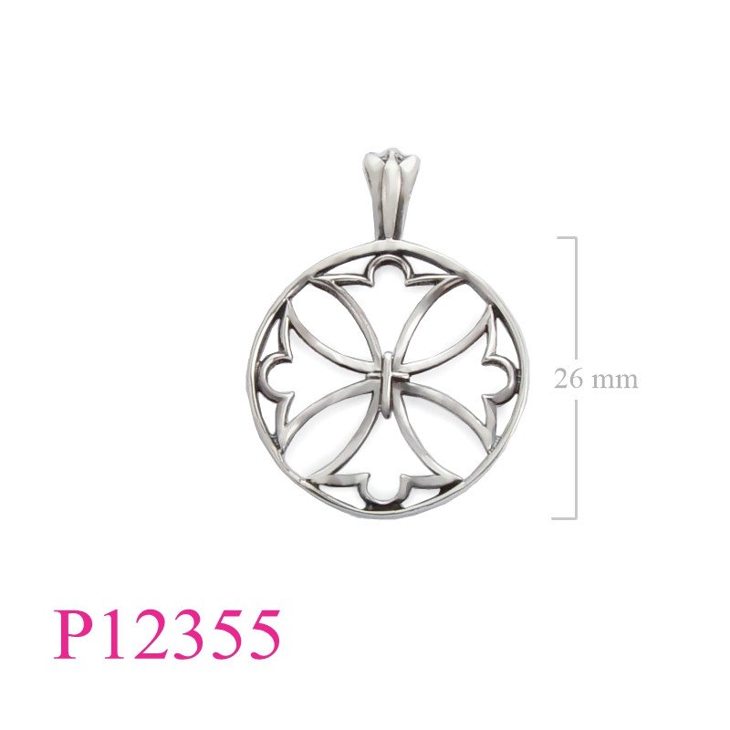 <p>Pendant, cut out round Gothic cross.</p>