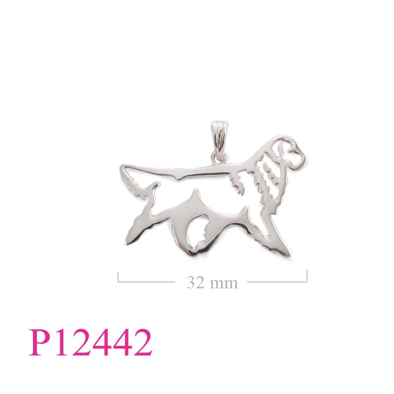 <p>Pendant, cut out dog design.</p>