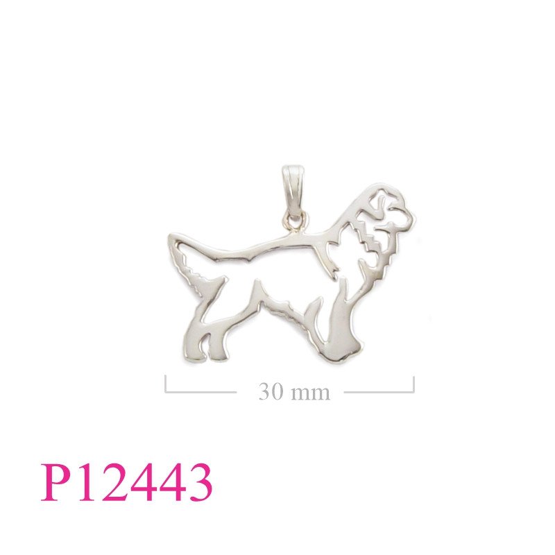 <p>Pendant, cut out dog design.</p>