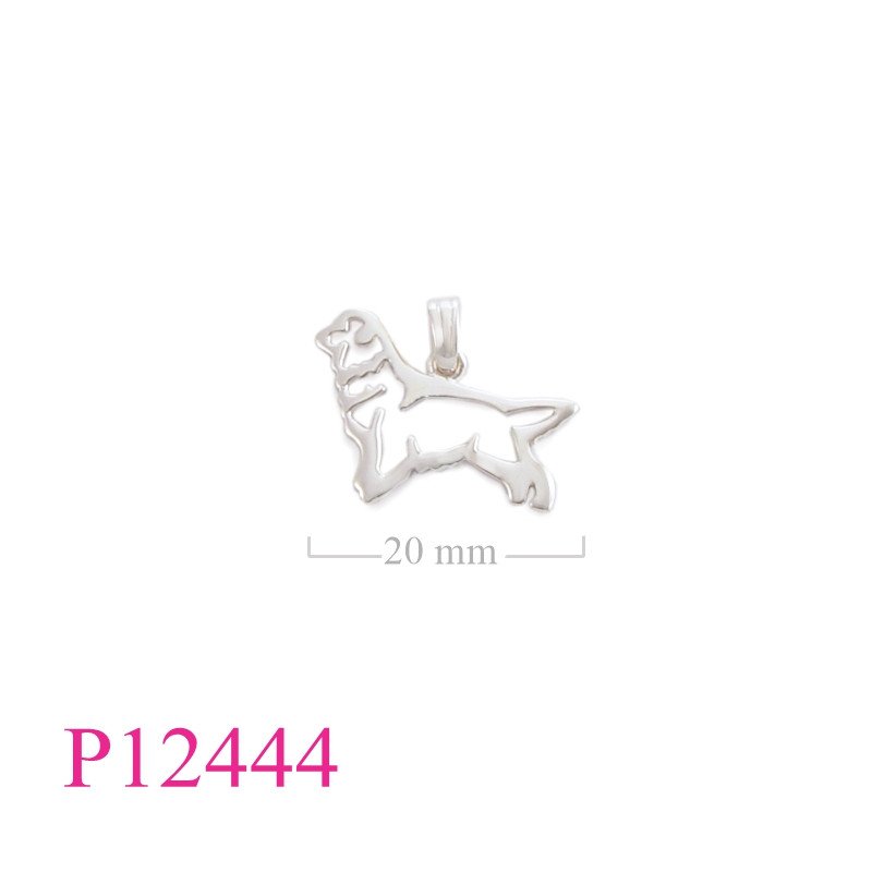 <p>Pendant, cut out dog design.</p>