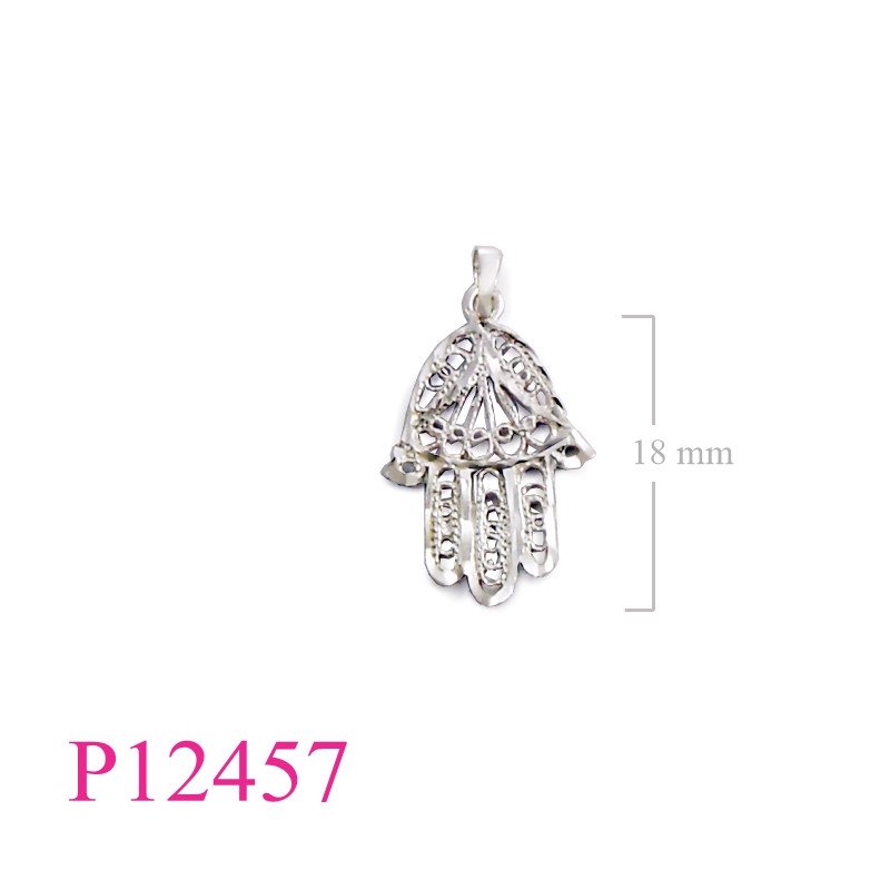 <p>Pendant, diamond cut Fatima hand.</p>