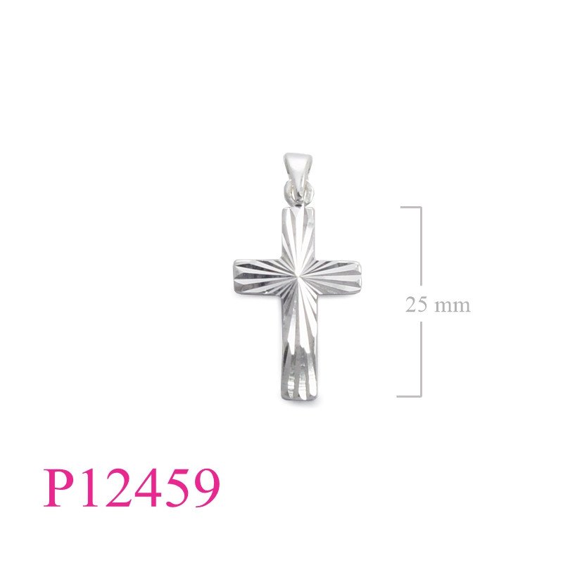 <p>Pendant, diamond cut cross.</p>