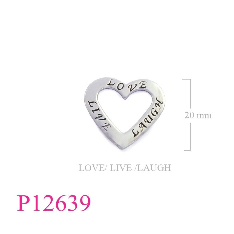 <p>Pendant, "Live Love Laugh" open heart.</p>