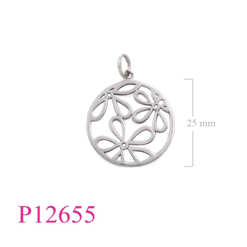 <p>Pendant, stencil flowers round.</p>