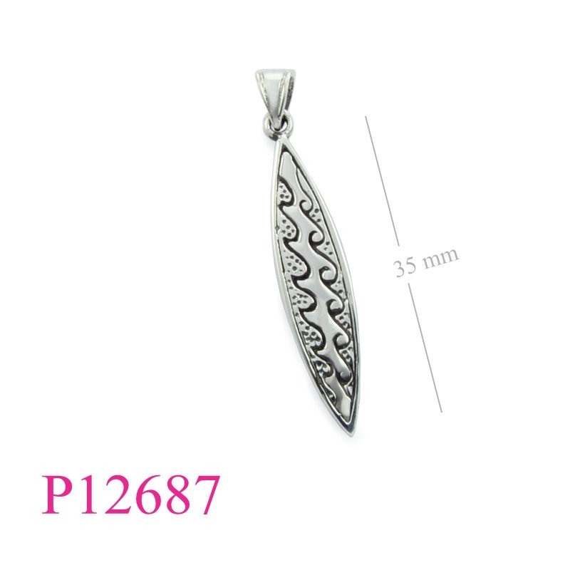 <p>Pendant, windsurfing board wave design.</p>
<p> </p>