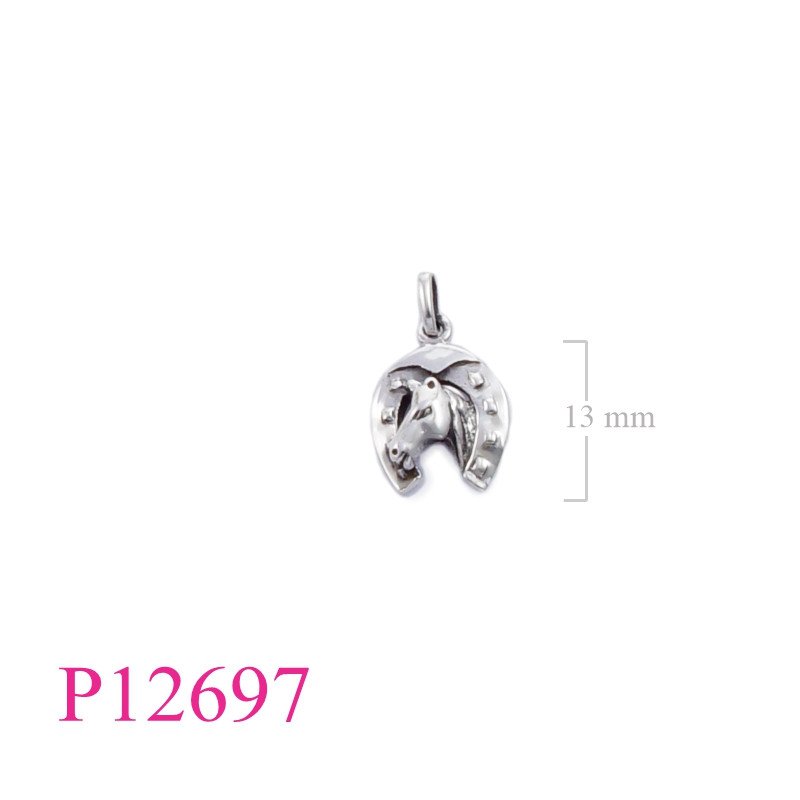 <p>Pendant, horse head and horse shoe.</p>