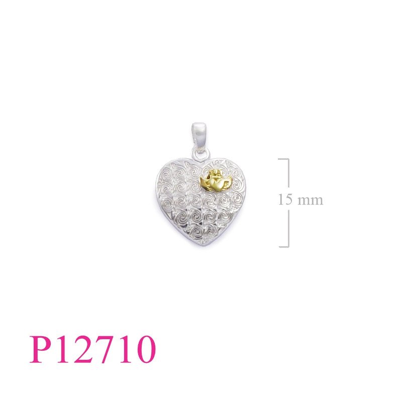<p>Pendant, gold plated Claddagh on 15mm heart.</p>