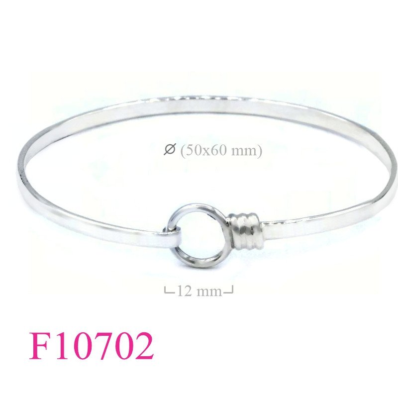 <p>Bangle, 60x50x3mm half round wire 10mm loop.</p>
