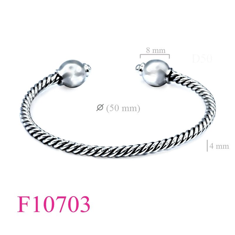 <p>Bangle, 50x45x3mm twisted wires 8mm ball ends.</p>