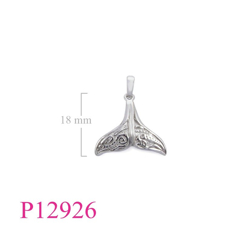 <p>Pendant, filigree whale tail.</p>