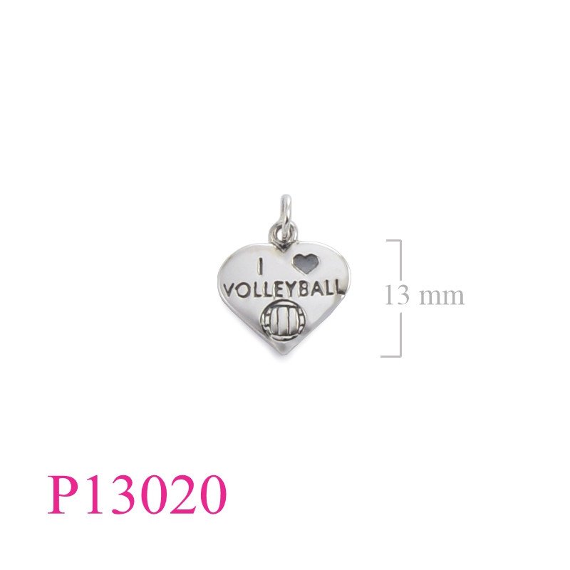 <p>Pendant, "I Love Valleyball" heart tag.</p>