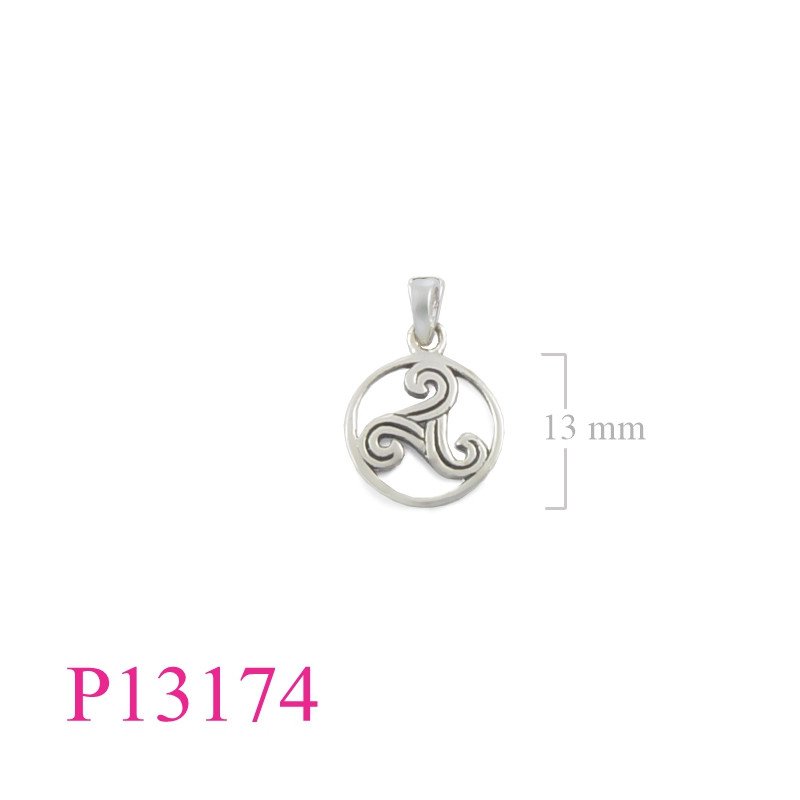 <p>Pendant, 13mm cut out Triskellion round.</p>