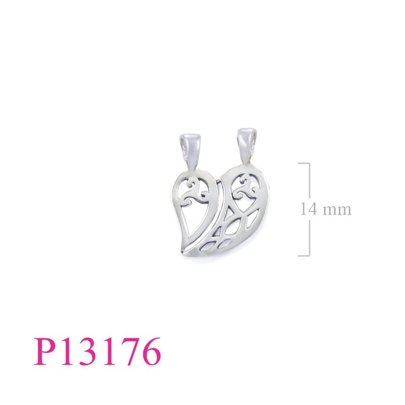 <p>Pendant, split heart.</p>