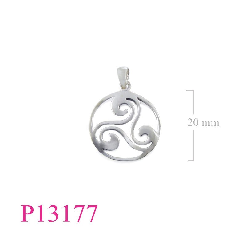 <p>Pendant, 20mm cut out Triskellion round.</p>