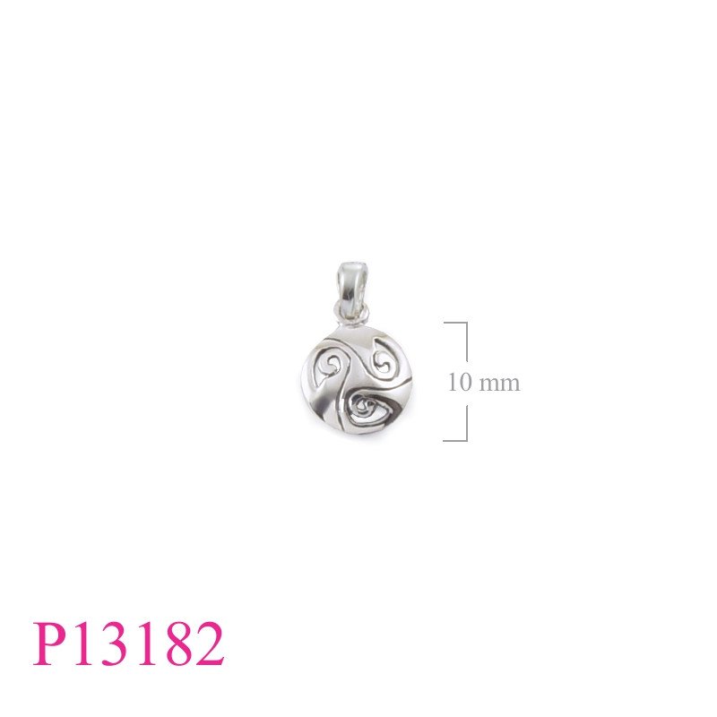 <p>Pendant, 10mm cut out Triskellion round.</p>