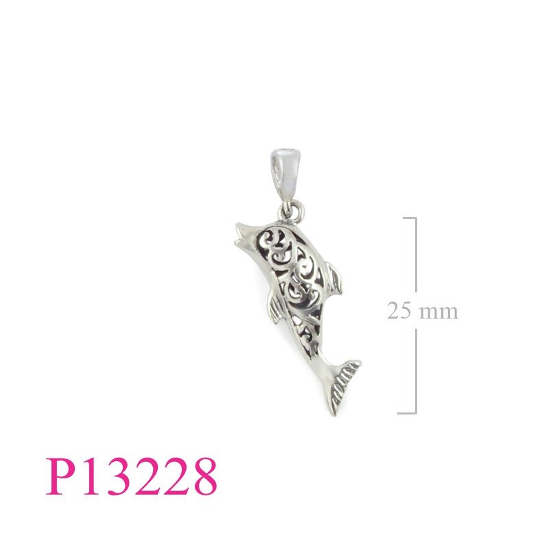 <p>Pendant, stencil puff dolphin.</p>