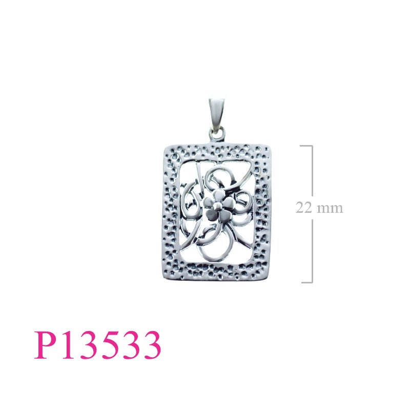 <p>Pendant, flower in rectangle.</p>