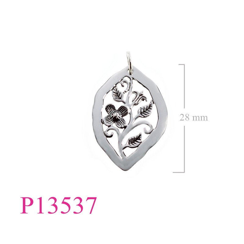 <p>Pendant, flower and vine design.</p>