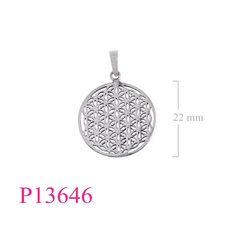 <p>Pendant, 22mm round flower of life stencil.</p>