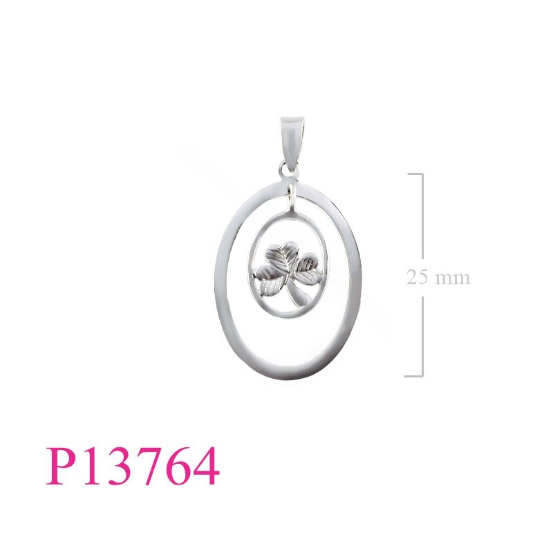 <p>Pendant, Shamrock in oval.</p>
