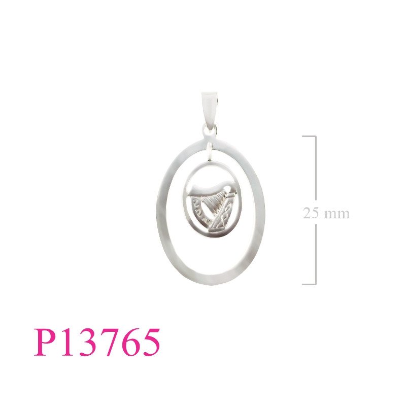 <p>Pendant, harp in oval.</p>