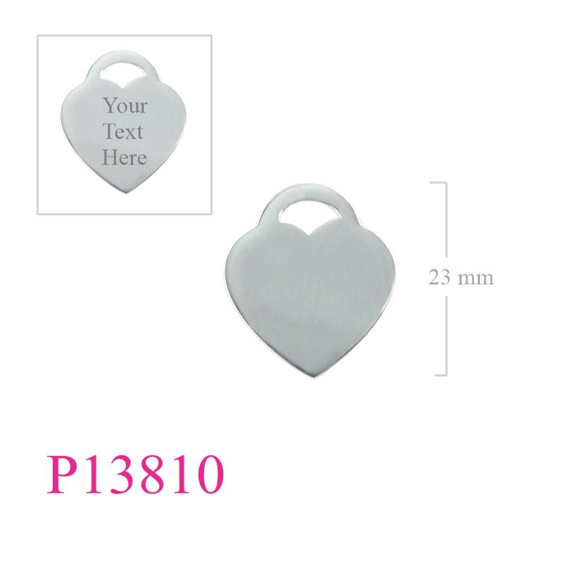 <p>Pendant, 19mm flat heart.</p>