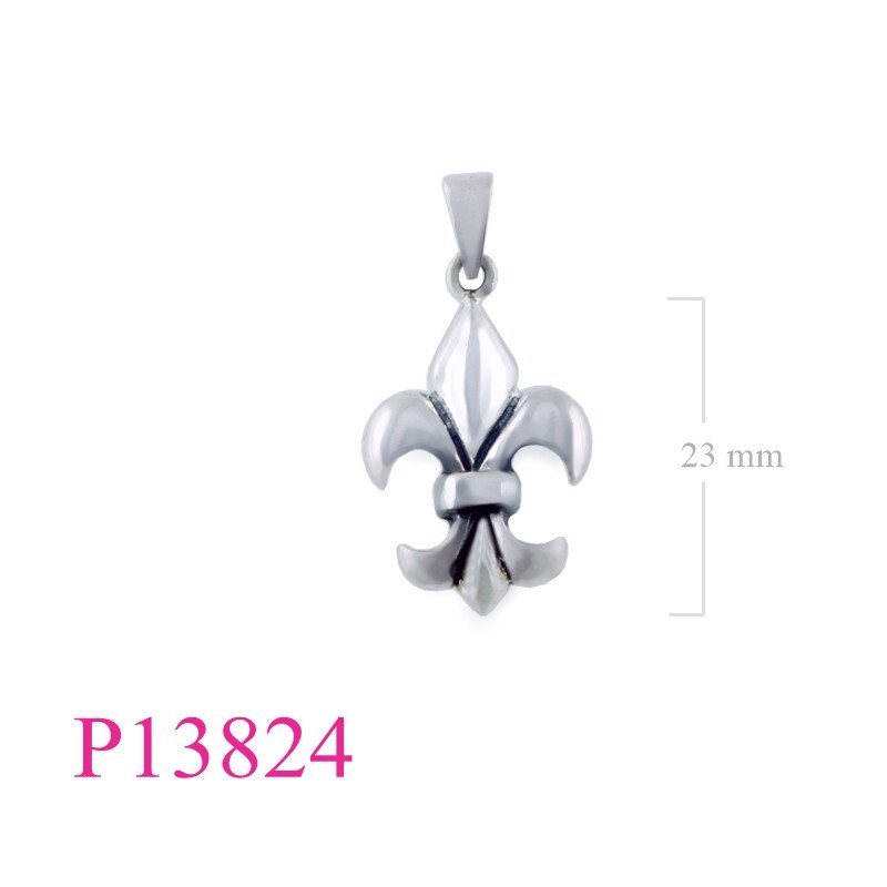 <p>Pendant, 23mm hollow Fleur de lis.</p>