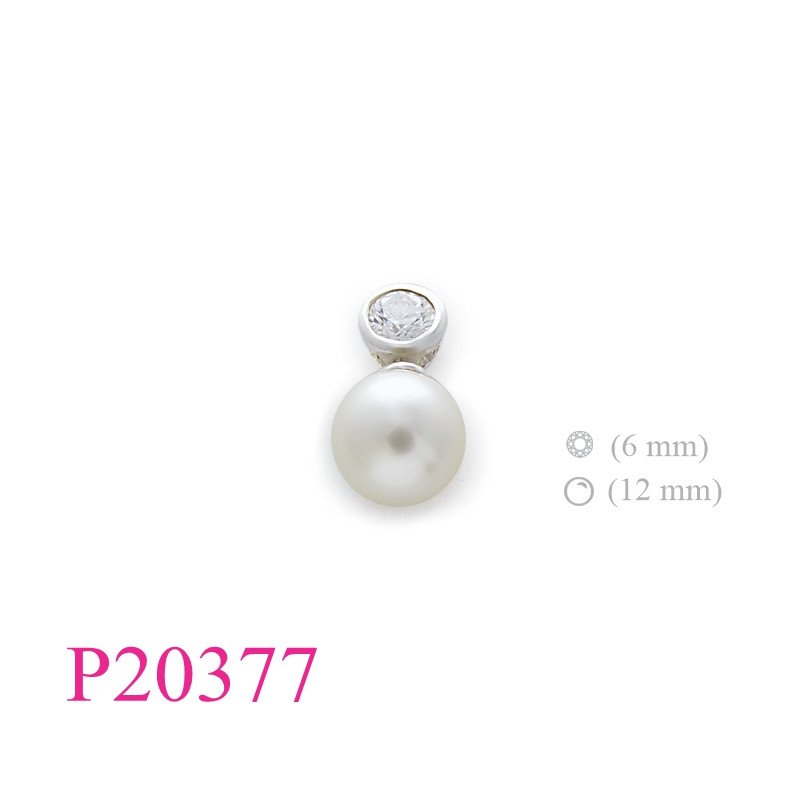 <p>Stone Pendant, 12mm perl with 6mm round stone.</p>