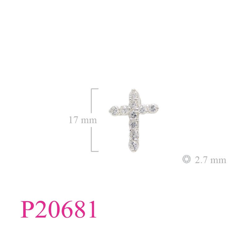 <p>Pendant, cross with 2.7mm 10 pieces round stones.</p>