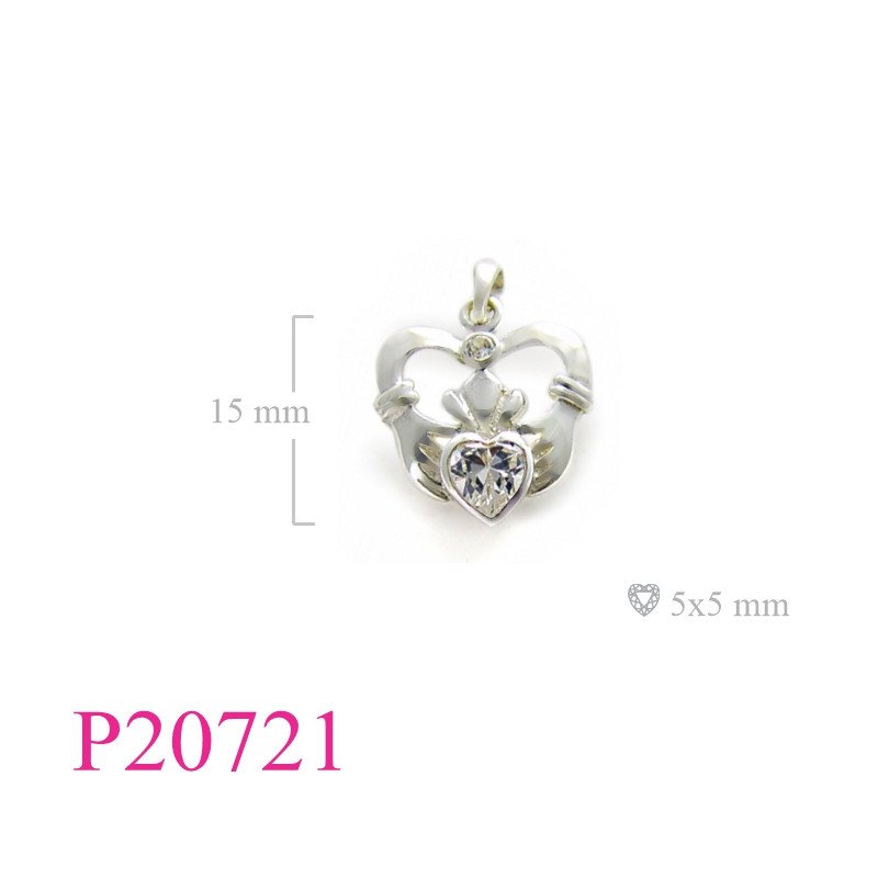 <p>Stone Pendant, Claddagh with 5mm heart stone.</p>