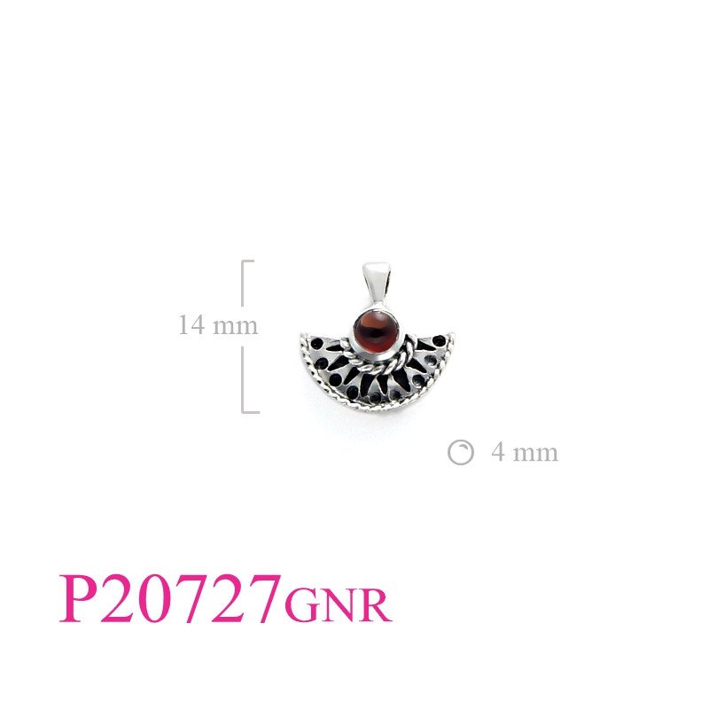 <p>Stone Pendant, half circle with 4 mm round Real Garnet stone.</p>
