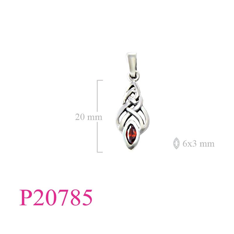 <p>Stone Pendant, celtic with 6x3mm marquise Real Garnet stone.</p>