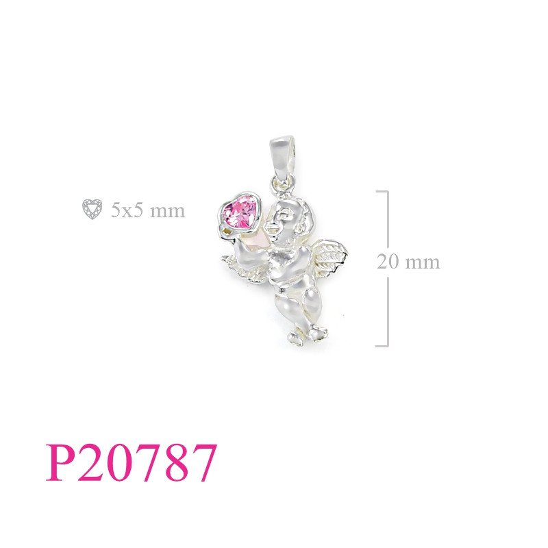 <p>Stone Pendant, cupid with heart stone.</p>