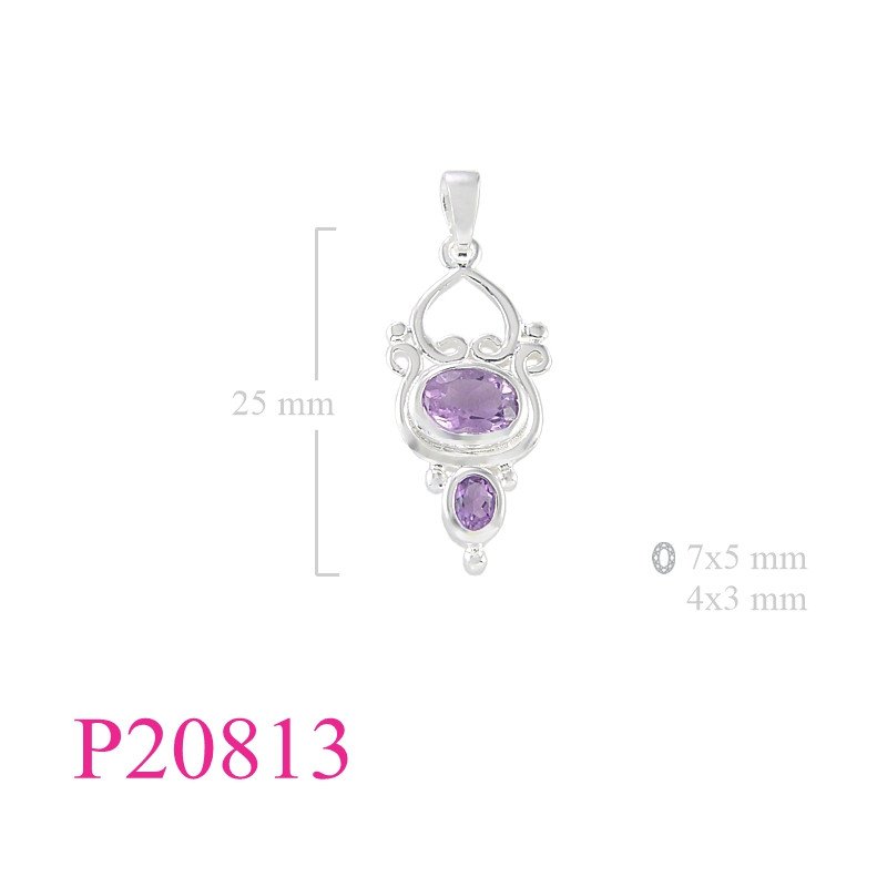 <p>Stone Pendant, 7x5mm and 4x3mm oval stones.</p>