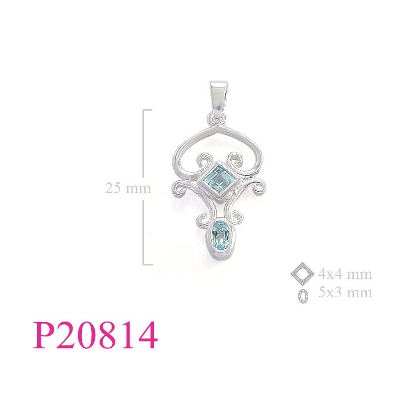 <p>Stone Pendant, classic deign 4mm square and 4x3mm oval stone.</p>