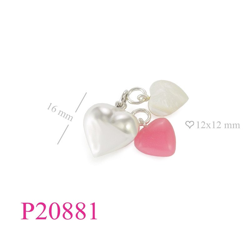 <p>Pendant, 1 puff heart and 2 stone hearts.</p>