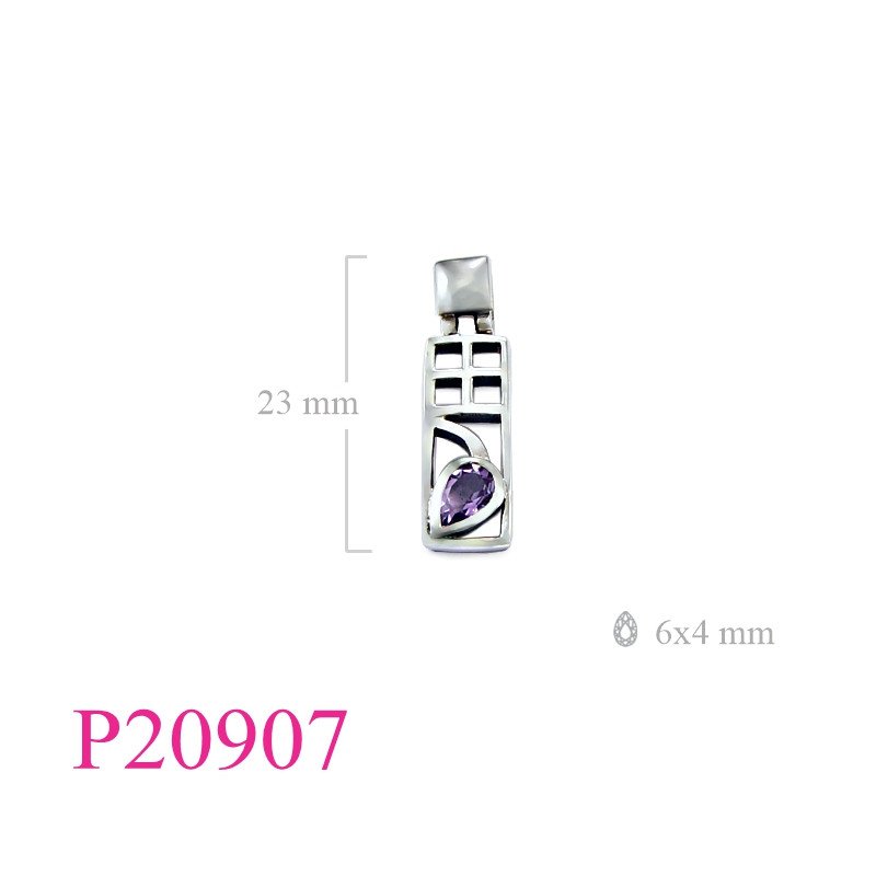 <p>Stone Pendant, Mackintosh with 6x4mm pear Real Amethyst stone.</p>