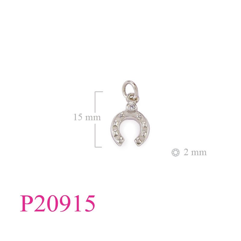 <p>Pendant, horse shoe with 2mm round stone.</p>