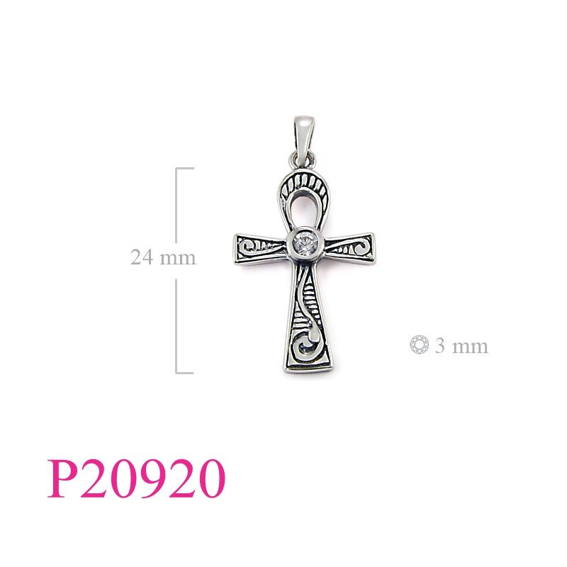 <p>Stone Pendant, ankh with 3mm round stone.</p>