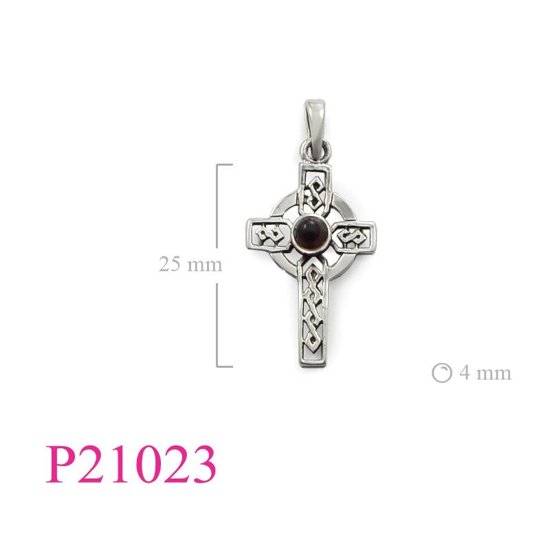 <p>Pendant, Iona cross with 4mm round stone.</p>