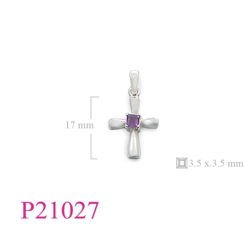 <p>Pendant, cross with 3.5mm squa stone.</p>