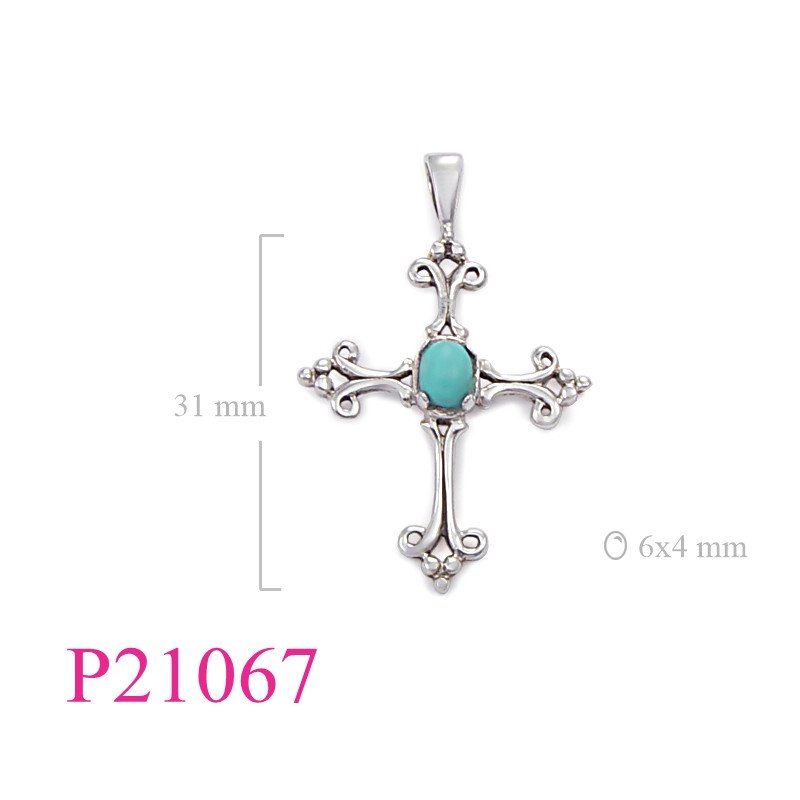 <p>Pendant, oval stone cross.</p>