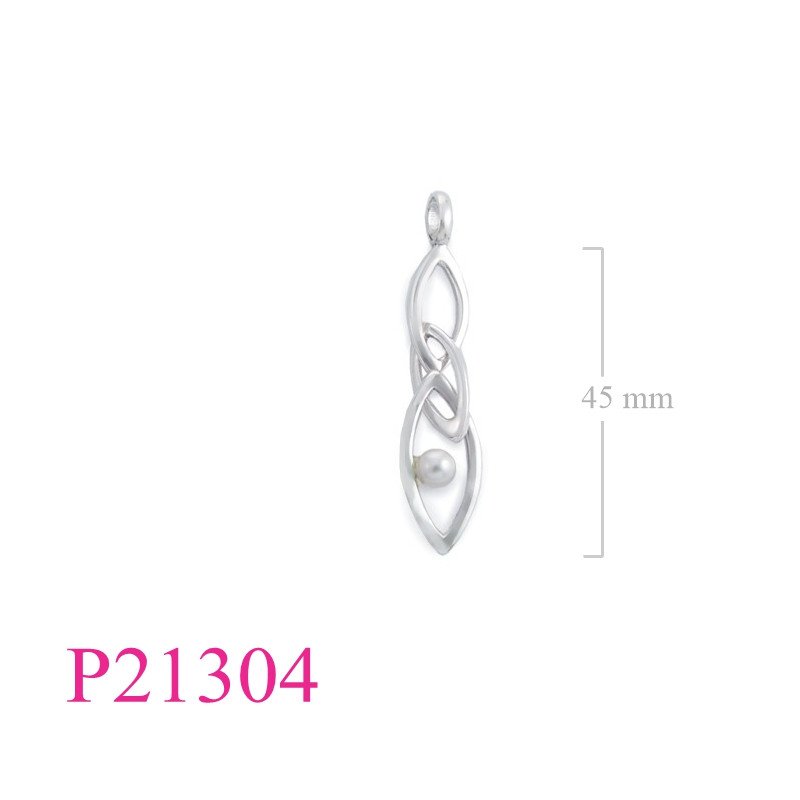 <p>Pendant, 3 rice shapes with Poly perl.</p>
