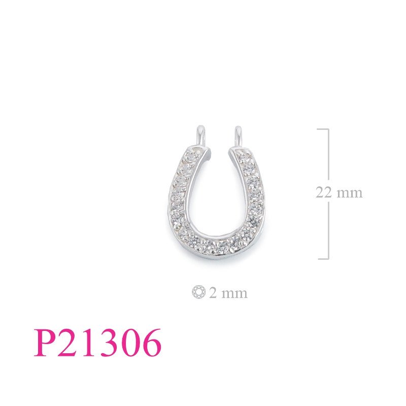 <p>Pendant, horse shoe with18 small stones.</p>