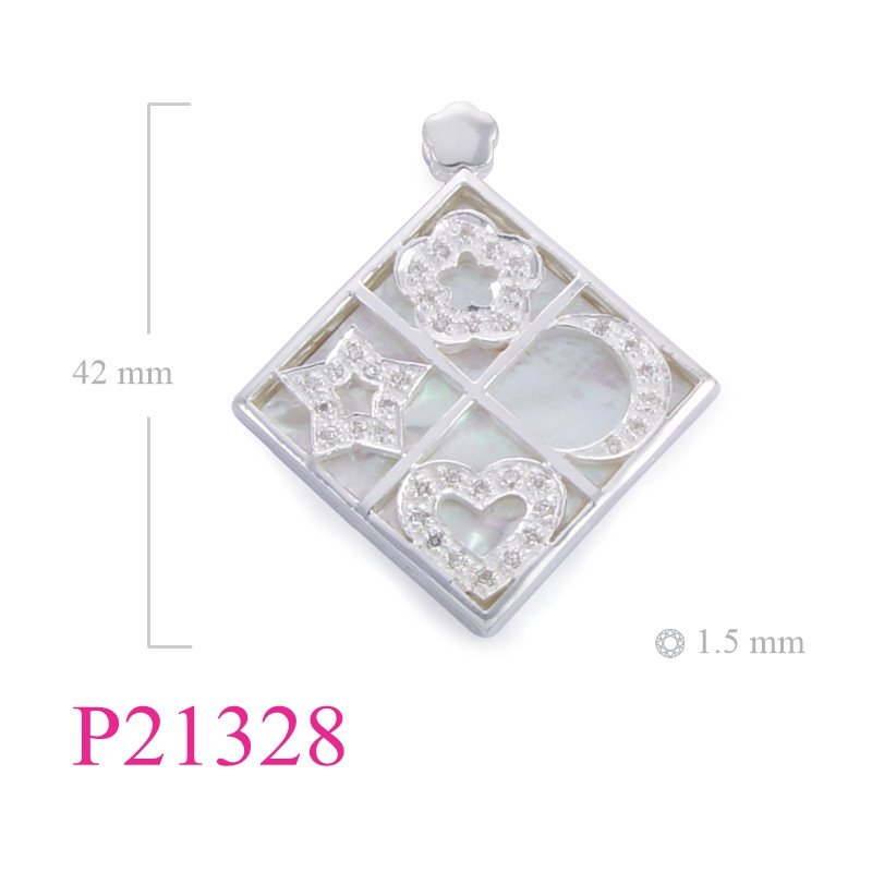 <p>Moon Pendant, star, flower, moon, and heart in square frame.</p>