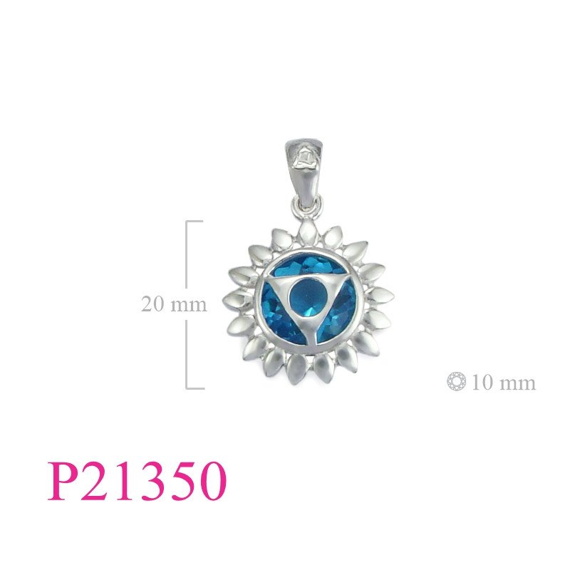 <p>CZ Pendant, Chakra Pendant, Throat Chakra with Blue Topaz Glass CZ stone.</p>