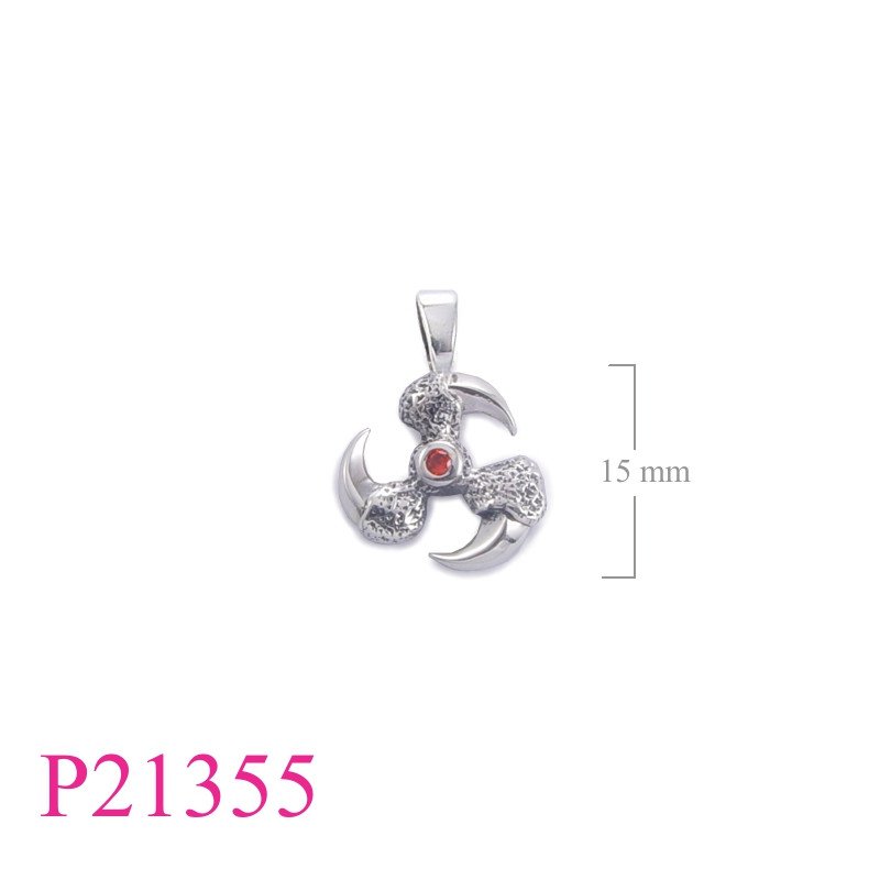 <p>Pendant, 3 spiral claws with small stone.</p>