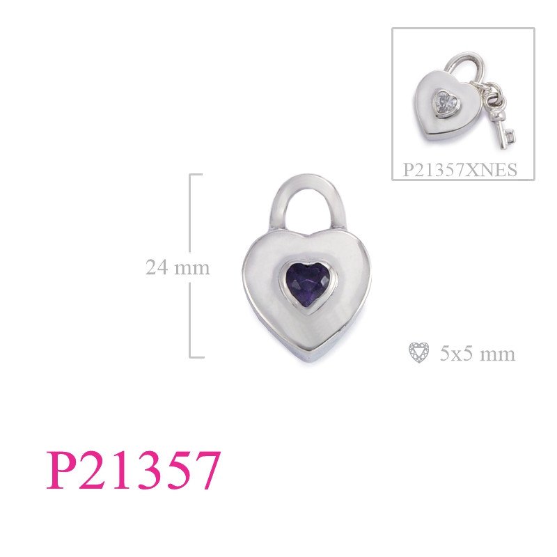 <p>Heart Pendant, padlock Pendant, heart padlock with 5mm heart Amethyst CZ stone.</p>