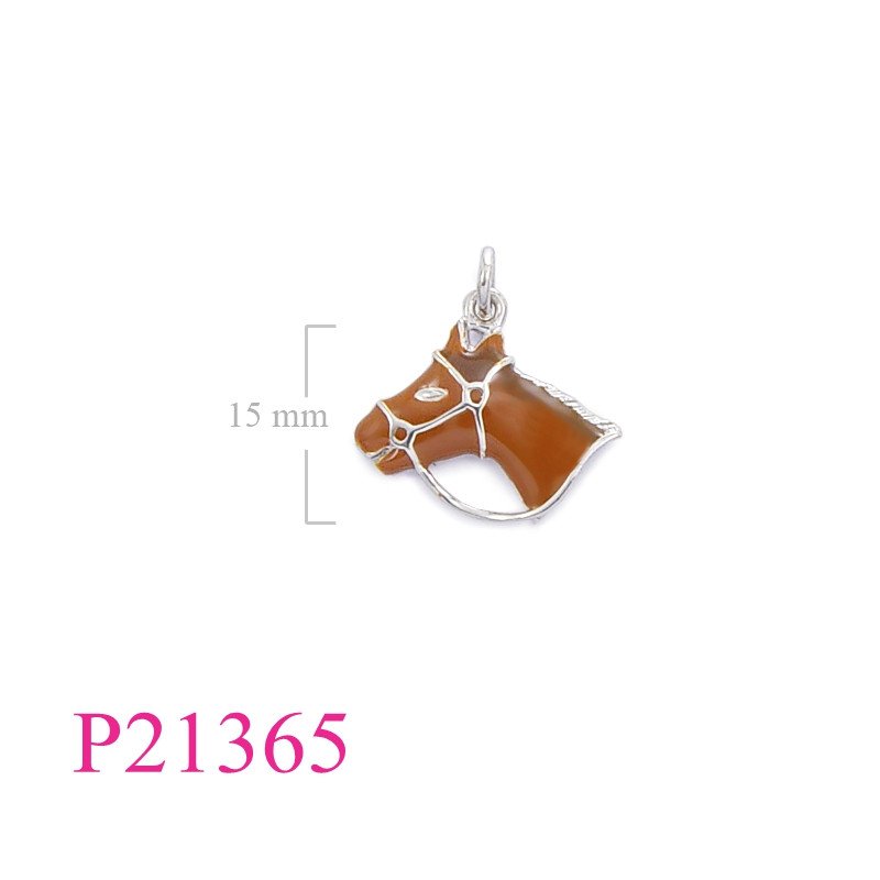 <p>Pendant, horse head enamel.</p>
