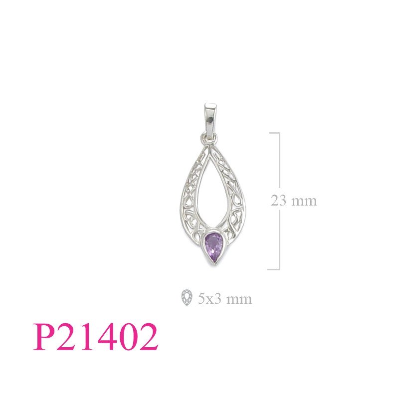 <p>Stone Pendant, stencil design drop shape Real Amethyst stone.</p>